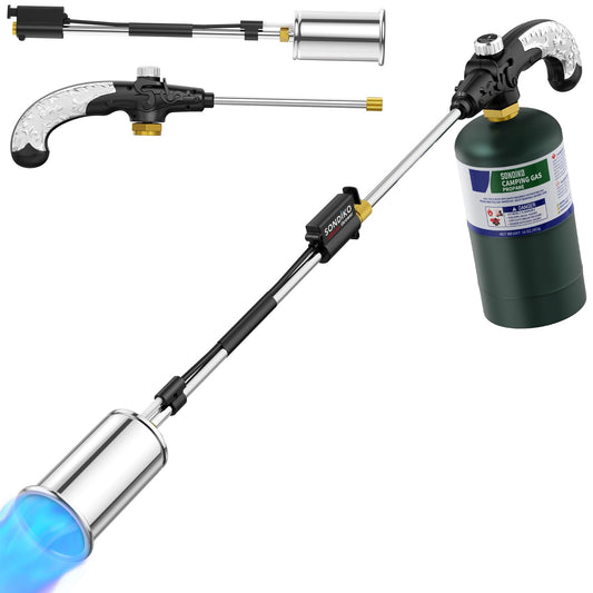 Sondiko Propane Torch Weed Burner, High Output Weed Torch Flamethrower, 30" Detachable Long Arm Heavy Duty Blow Torch For Garden, Wood, Ice, Snow, Melting(PROPANE TANK NOT INCLUDED)