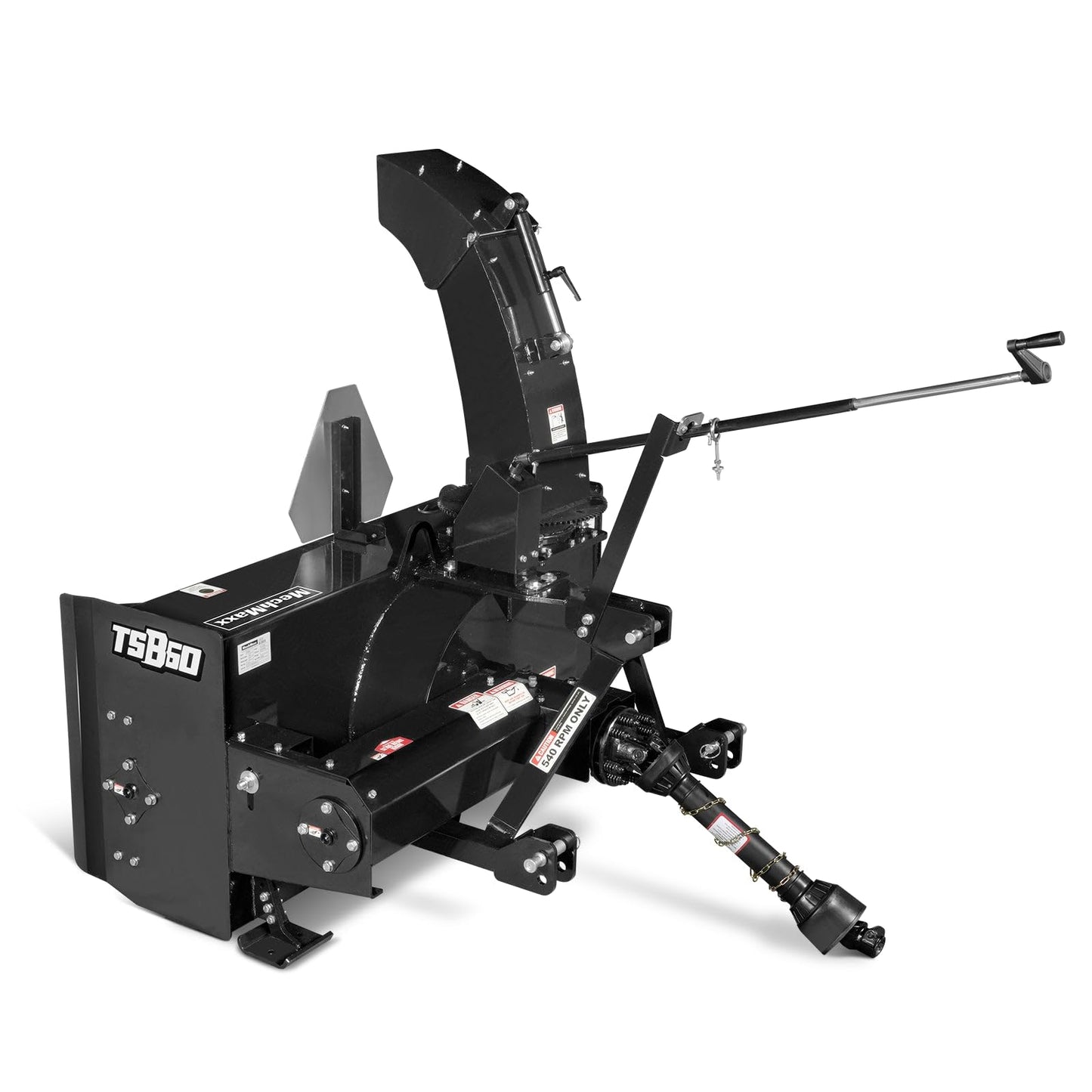 MechMaxx 60" 3 Point PTO Snow Blower 24" Impeller Diameter 360° Snow Chute (PTO Shaft Included with Slip Clutch), 25-65 HP, Model TSB60