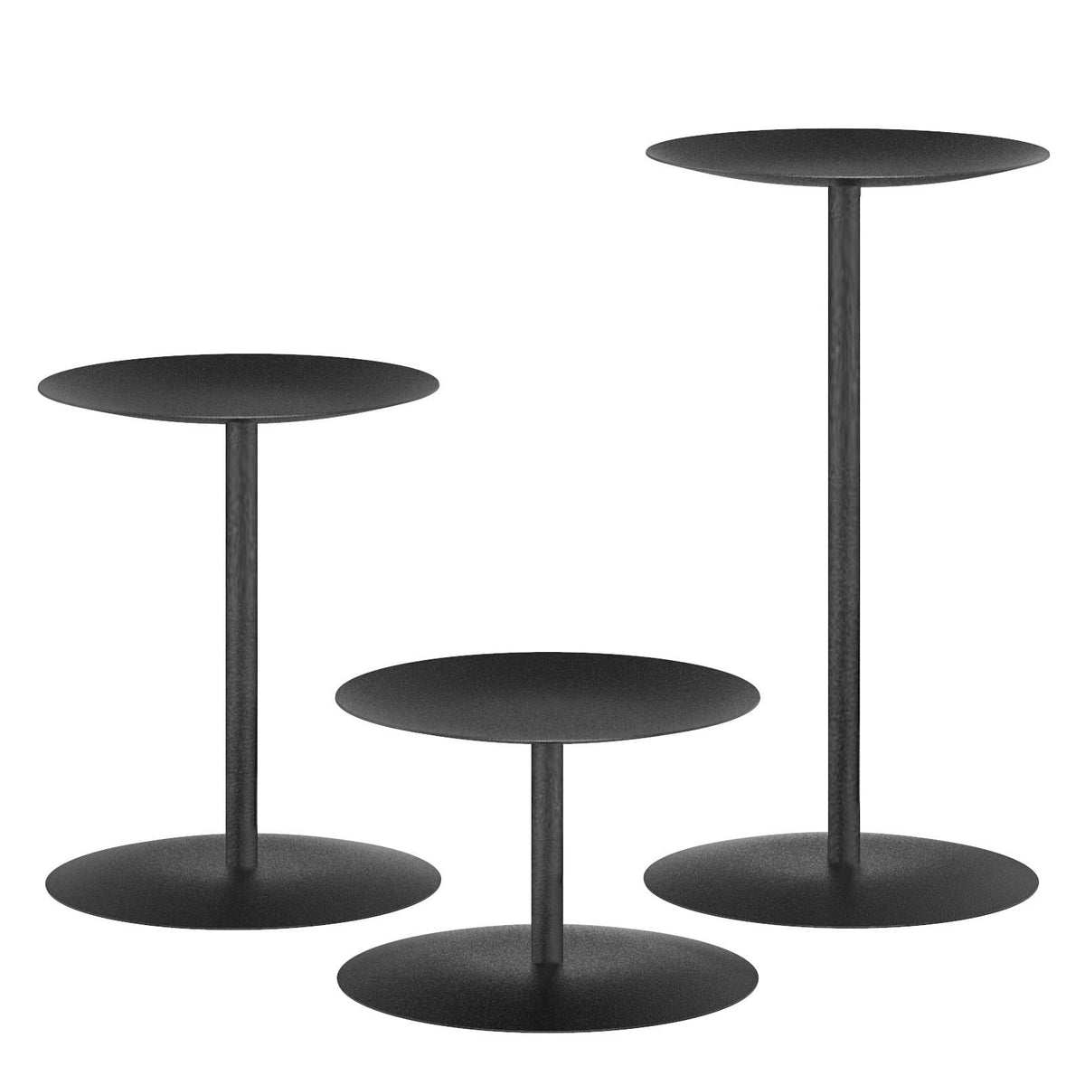 Smtyle Halloween Black Pillar Candle Holders Reversible Set of 3