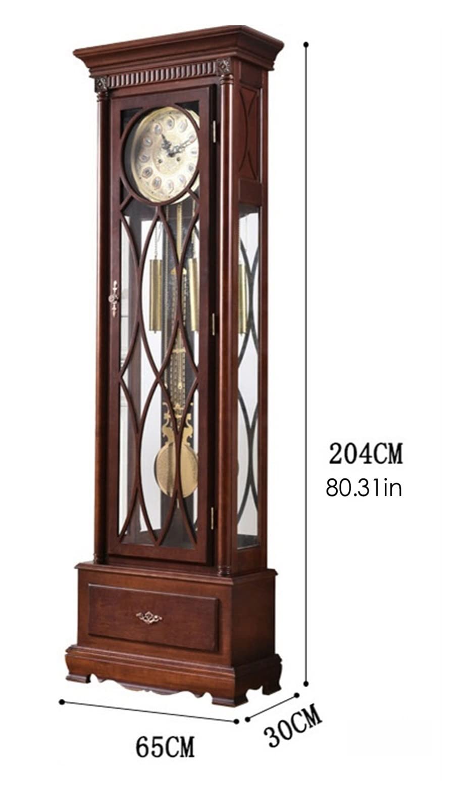 XRXwuf689 Grandfather Clock, Grandfather Floor Clock Grandfather Vertical Home Decor with Illuminated Case & Cable-Driven Chime Movement Home & Office Decor