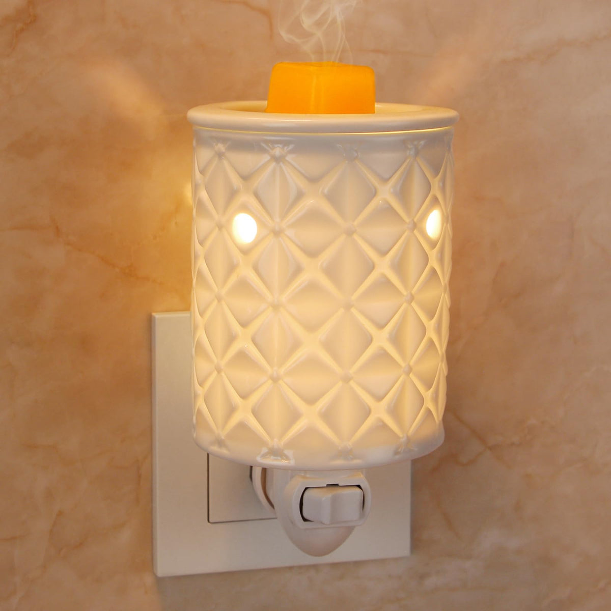 STAR MOON Ceramic Wax Melt Warmer, Plug in Wax Warmer for Scented Wax, Scentsy Wax Warmer for Fragrance Oil, Night Light Wax Burner Decoration with Two Bulbs
