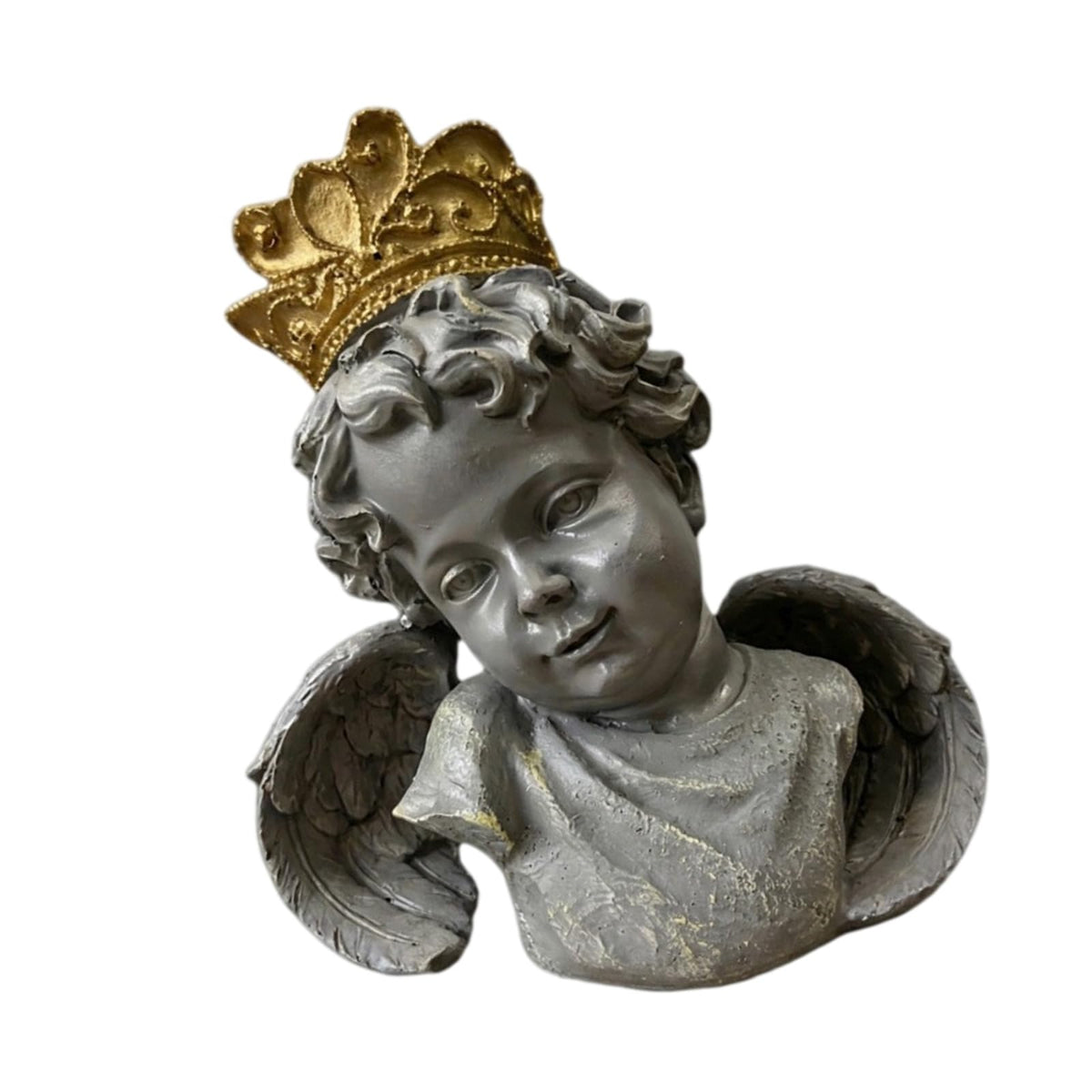 Sisyeuo Decorative Resin Head Statue Figurine with Intricate Crowns Suitable for Garden and Interiors Elegant Spaces Resin Bust Statue