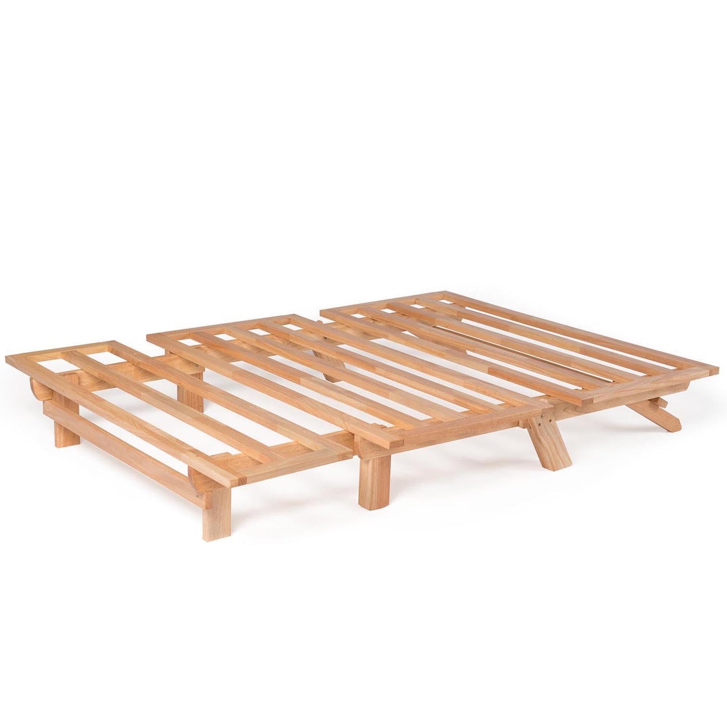Nirvana Futons Tri-Fold Wood Futon Frame Full Size Sofa Bed Lounger - (Affordable Space Saver, Natural Finish) Ideal for Small Spaces, RVs, and Dorm Rooms