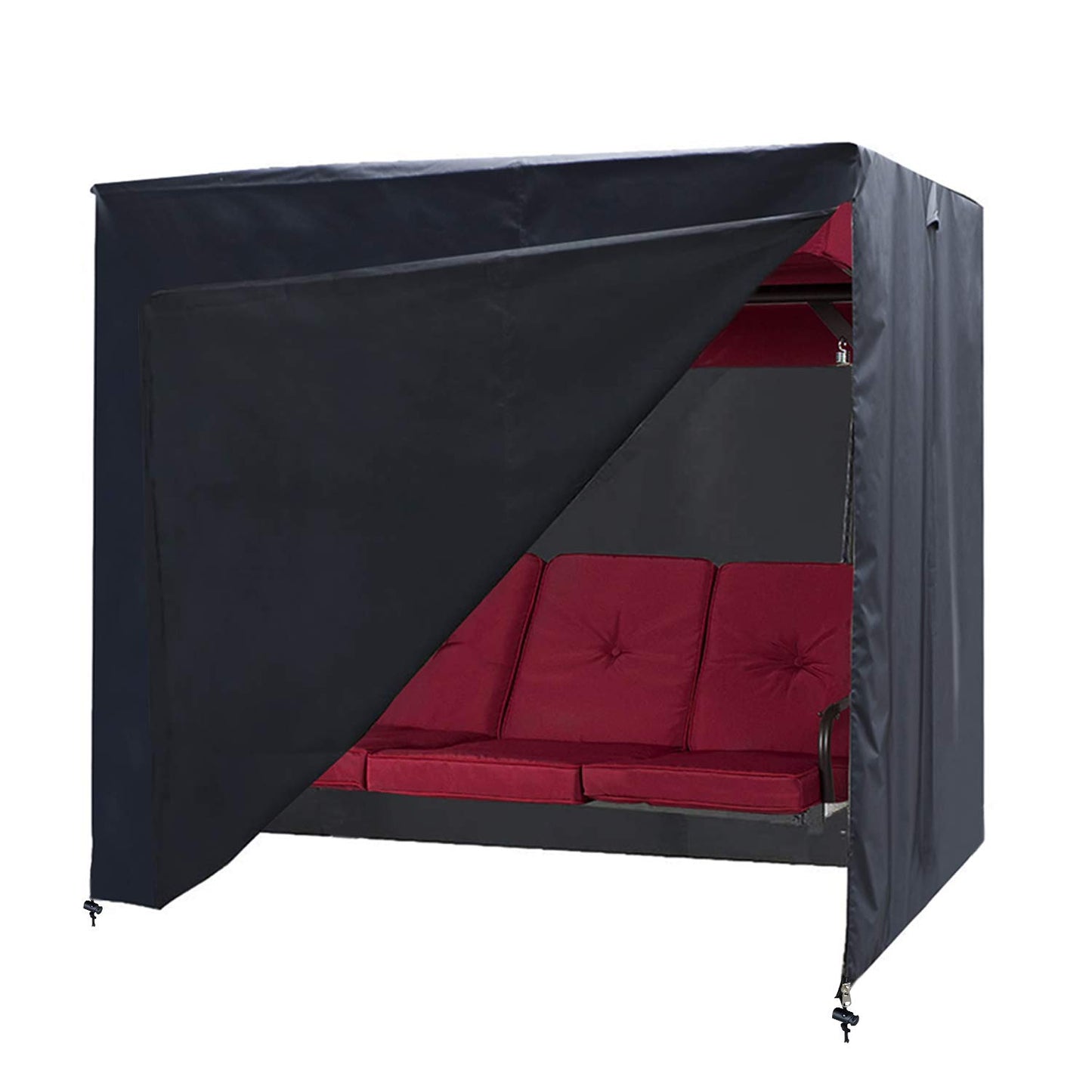 Outdoor Swing Cover 3 Triple Seater Hammock Cover Garden Swing Cover Garden Hammock Glider Chair Cover Patio Furniture Cover UV Resistant Swing Canopy Cover All Weather Protection(87*49*67inch)Black