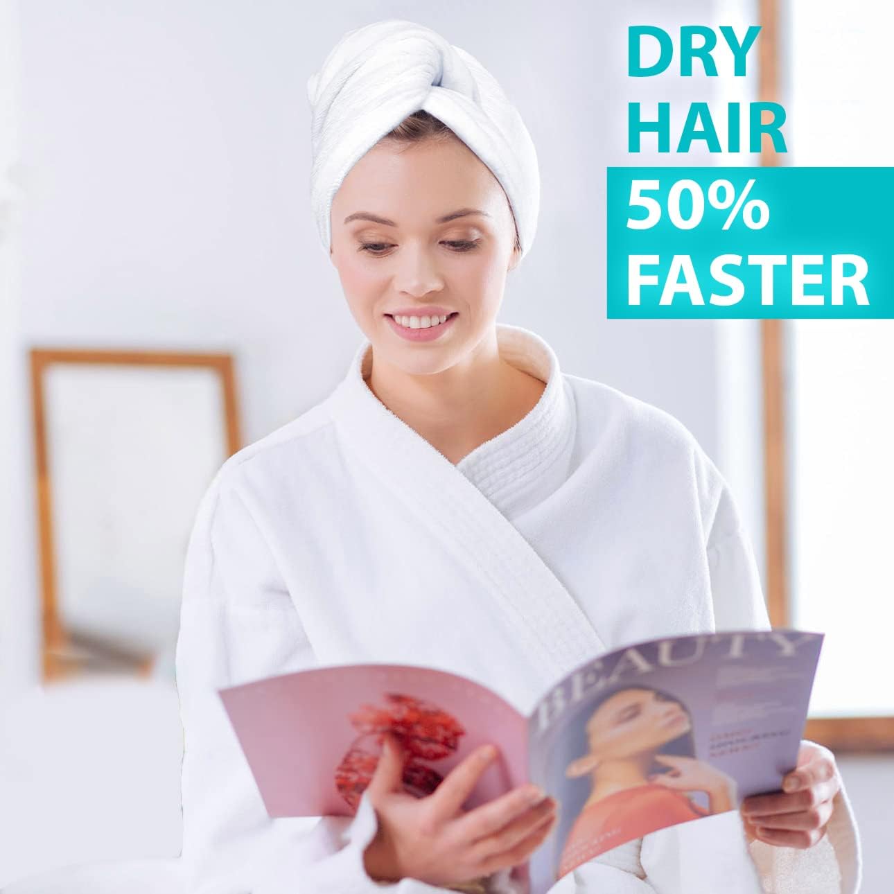 Bondi SPA Microfiber Hair Towel – Dries Hair 50% Faster – Anti-Frizz Towel for All Hair Types – Super Absorbent & Soft - XL (Rectangle) - 42 x 22 inches