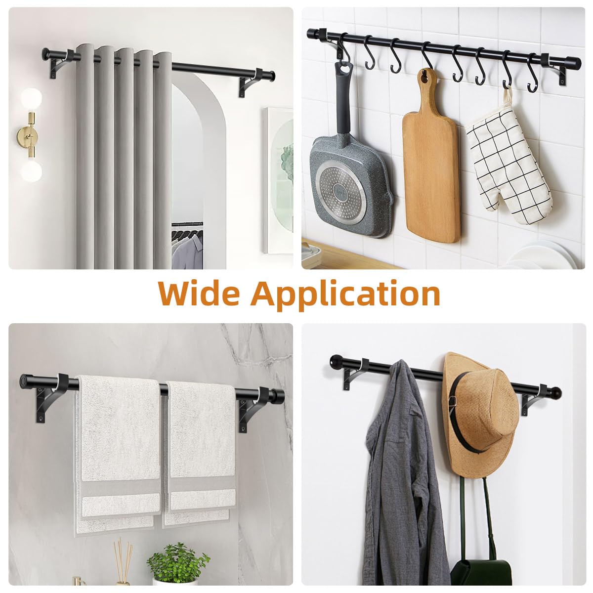 KOLAKO Curtain Rod Bracket, Curtain Rod Holder Hooks for 1 Inch Dia Rod