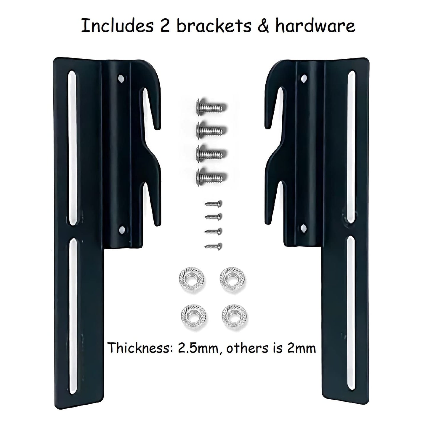 2Pcs #711 Bolt-On to Hook-On Bed Frame Conversion Brackets for Headboard or Footboard,Bed Hook Adapter kit with Hardware, Hook on Bed Rails Brackets(Black)