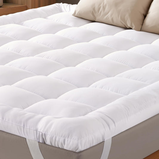Ultra Soft Twin Mattress Topper - Cloud-Like Mattress Pad for Full Back Support - Breathable Cooling Material for Hot Sleepers, White
