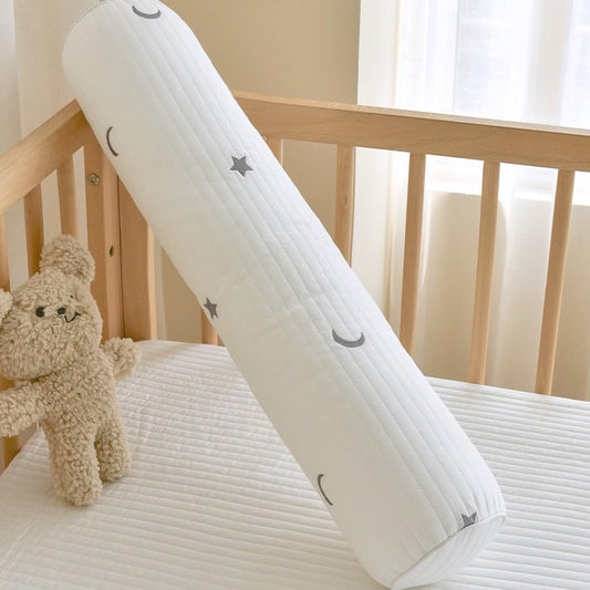 TUSUO 100% Cotton Body Roll Pillow for Kids, Long Pillows Collision Guard Animal Pillow with Removable Insert Home Decor (White, 60cm/24in)