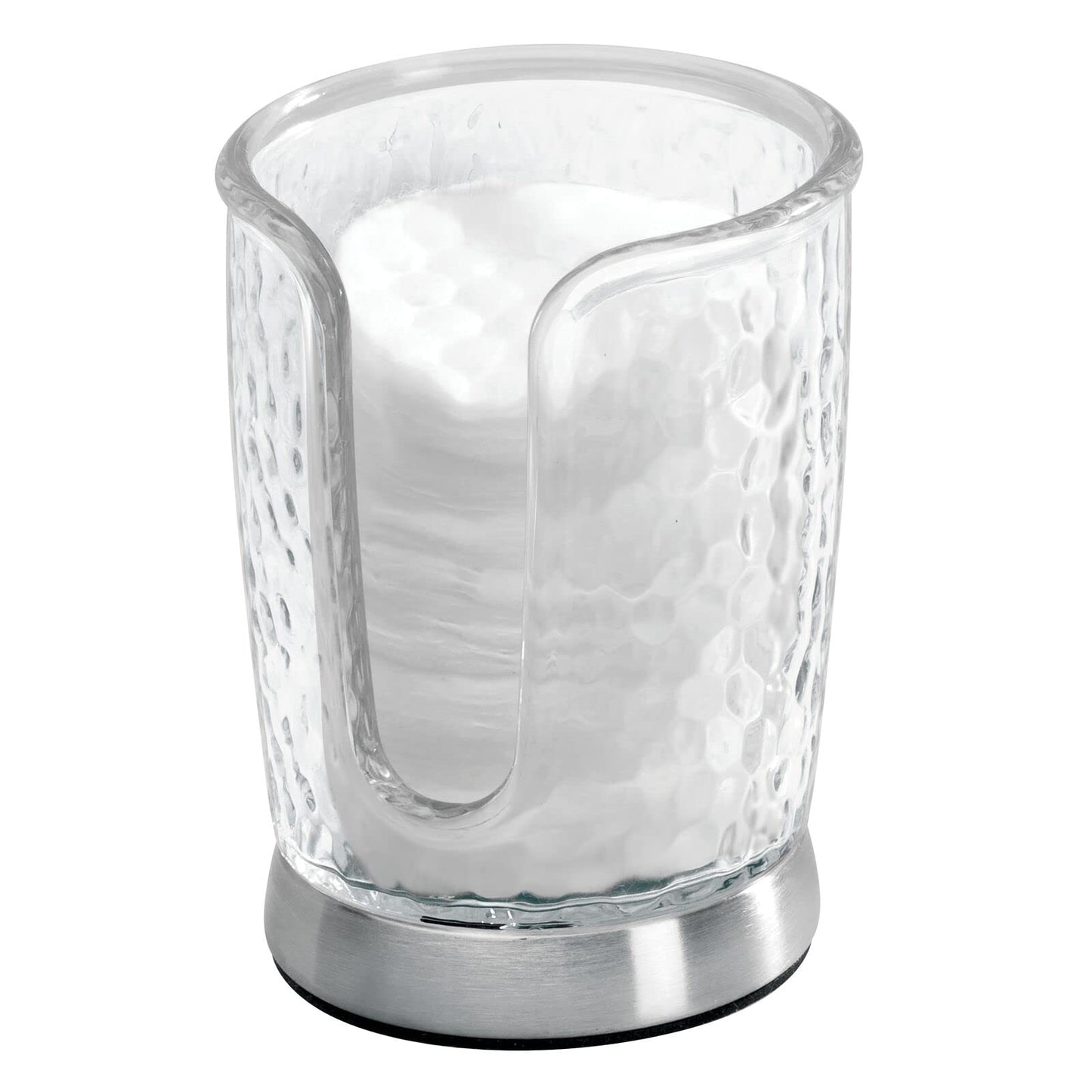 mDesign Plastic/Steel Compact Small Disposable Paper Cup Dispenser Storage Holder for Rinsing Cups on Bathroom Vanity Countertops - Rain Collection - Clear/Brushed