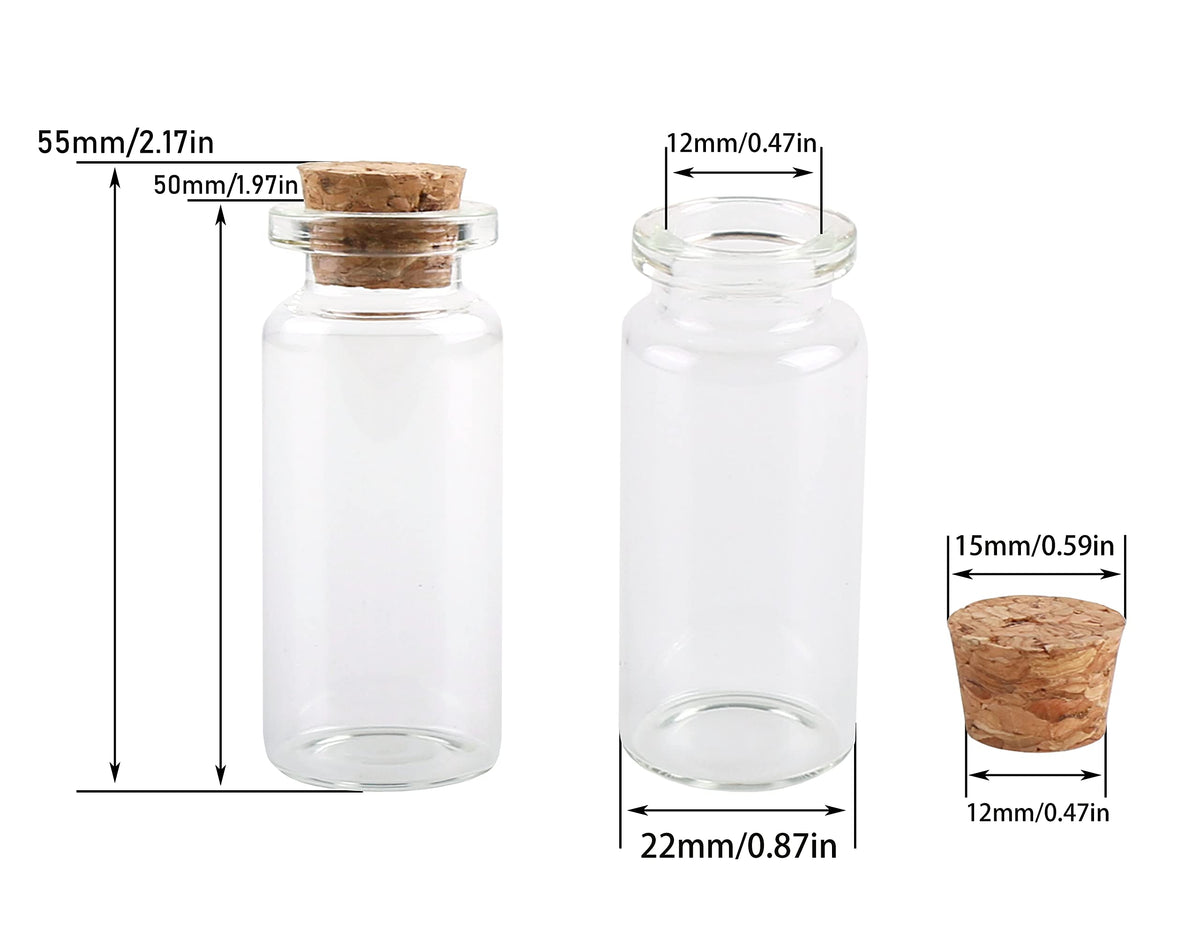 MaxMau 24PCS 10ml Glass Bottles Mini Vials with Cork Stoppers for DIY Decor
