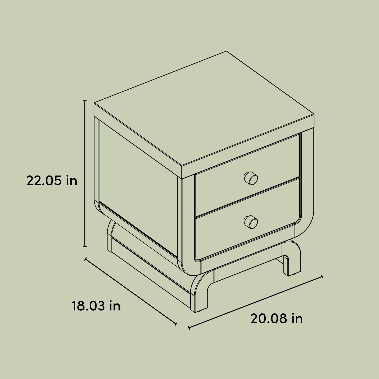 Storkcraft Santorini 2 Drawer Nightstand (Frosted Oat & Driftwood) - GREENGUARD Gold Certified Nightstand for Kids Bedroom, Premium Wood with Curved Base, “Champagne” Metal Knobs