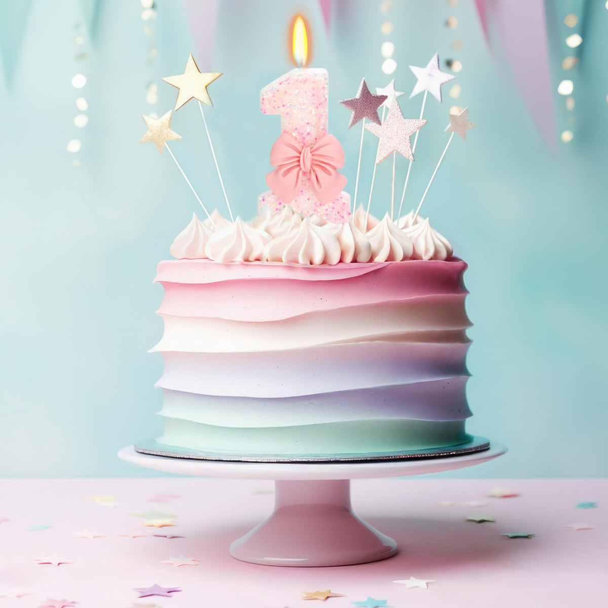 Elekfx Pink Bow Number 1 Birthday Candle 1st Birthday Decorations Girl