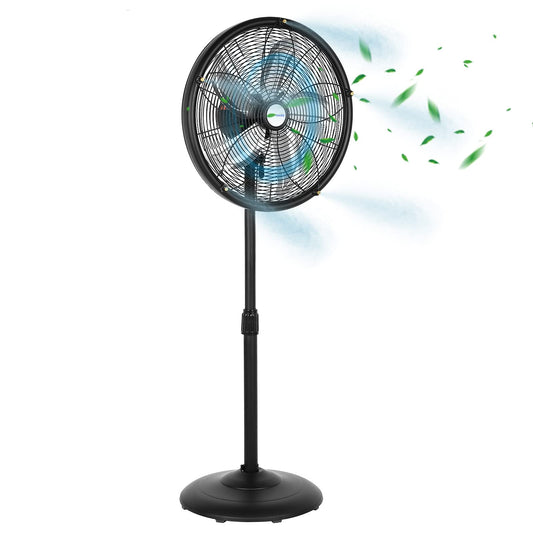 BILT HARD 18" Oscillating High-Velocity Outdoor Pedestal Misting Fan, 3-Speed Patio Fans for Outside, Adjustable Height, 120° Oscillation, Waterproof, Industrial Fan for Outdoor- UL Listed Black