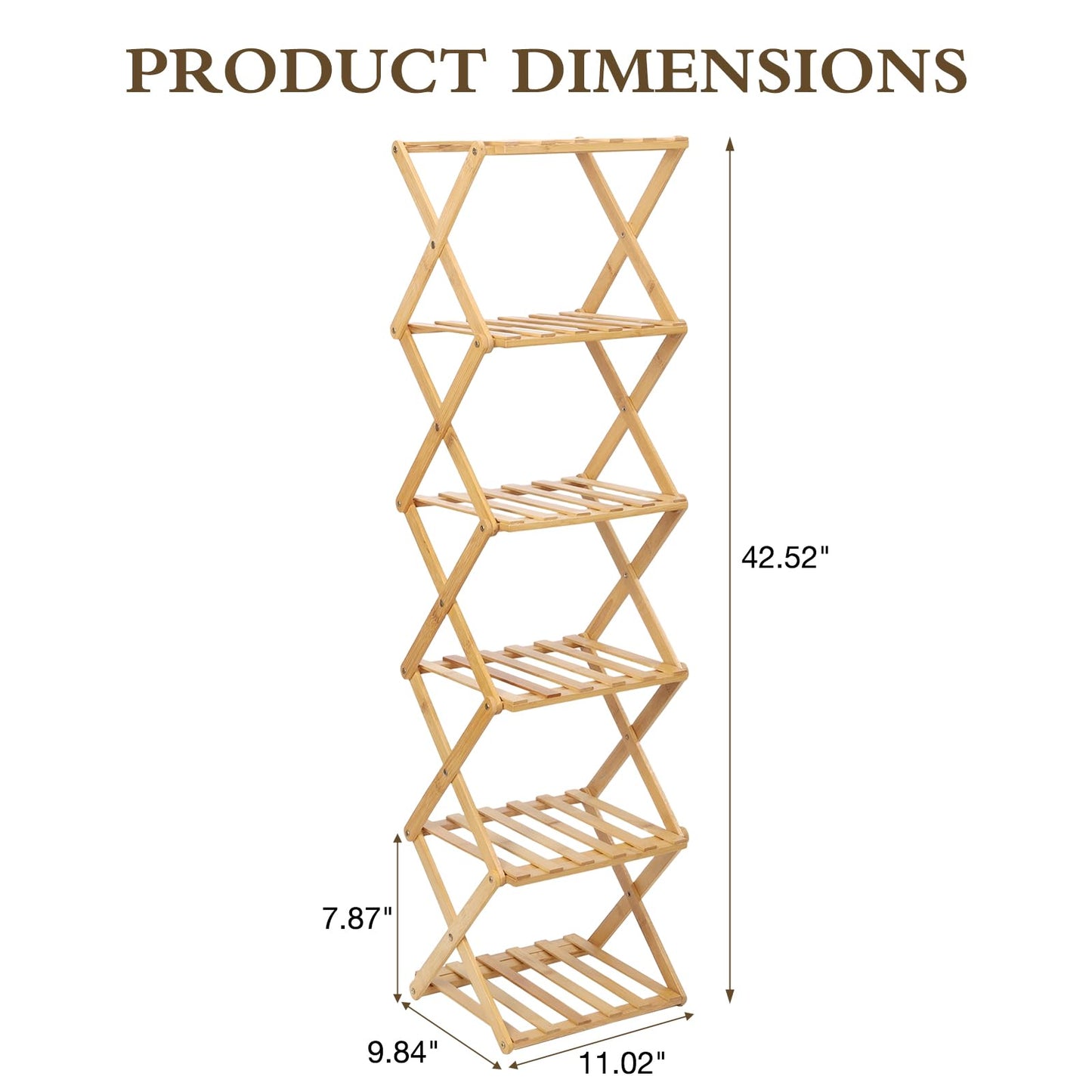 Fengzhizhu Bamboo Shoe Rack 6 Tier Foldable Shoe Rack for Entryway
