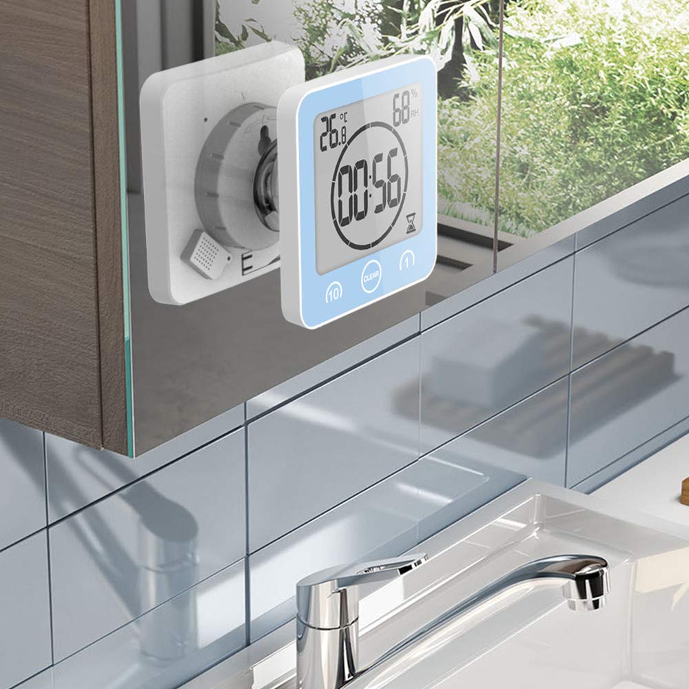 Bathroom Shower Wall Clock Timer Waterproof , Shower Clock with Suction