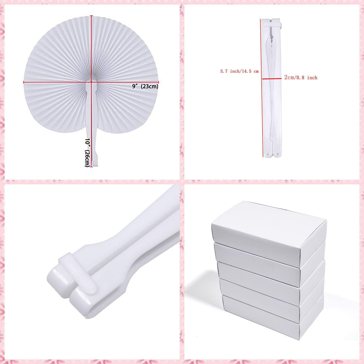 Bestage 60 Pcs White Round Paper Fans