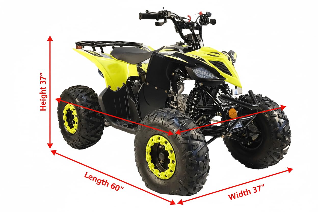 HHH 125cc ATV Fully Automatic Youth Sports ATV Gas Four Wheeler Quad with Reverse, LED Lights and Big Tires (Black-Red)