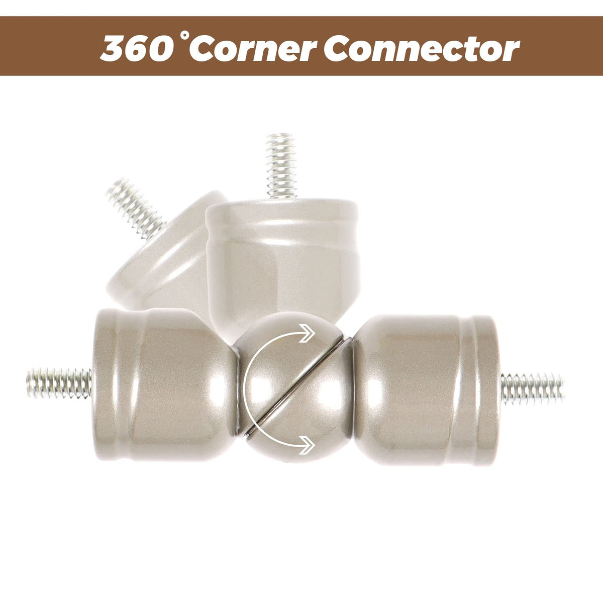 HOTOZON Corner Connector 2 Pack for 1" and 7/8" Diameter Rod, Silver