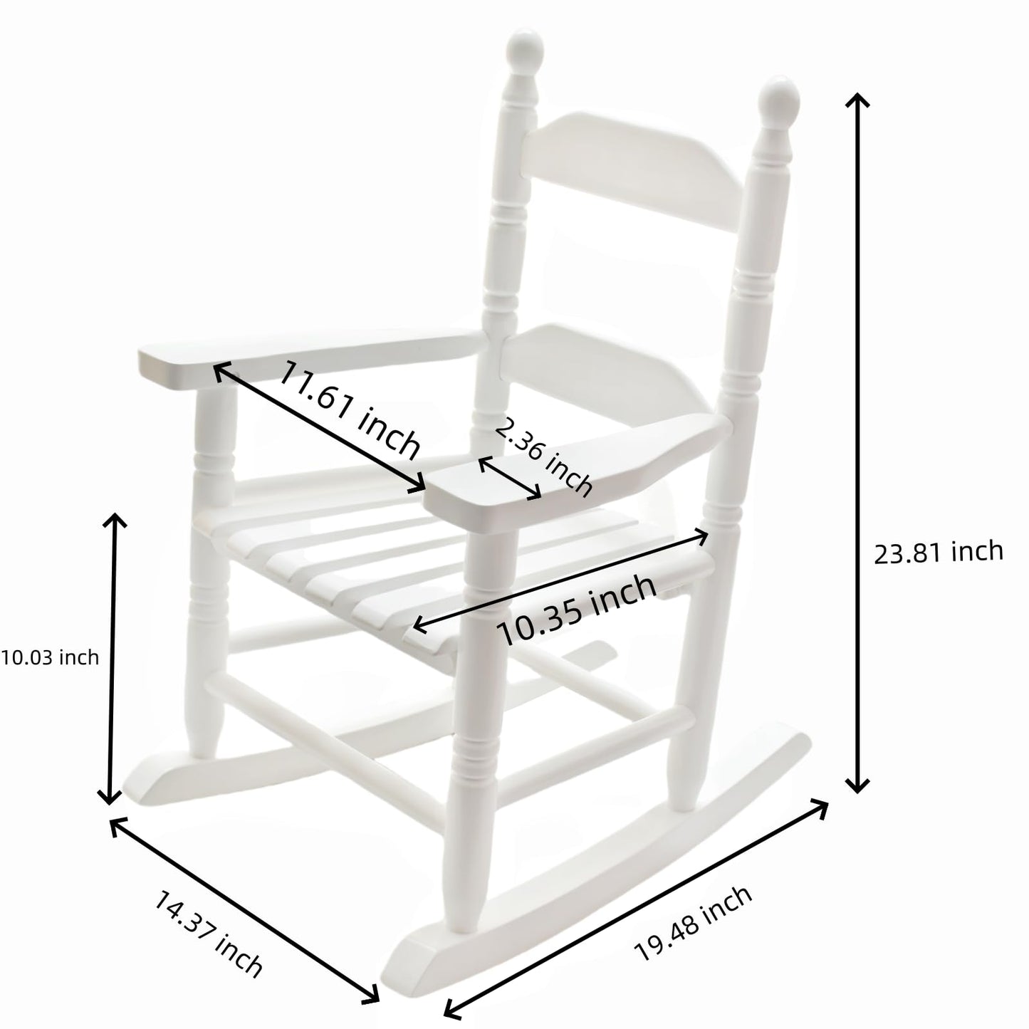 Hngilkoo Child Rocking Chair for 3-6 Small Baby Kids Wooden Outdoor Furniture Indoor Living Room Lounge Bedroom Porch Patio Outside White