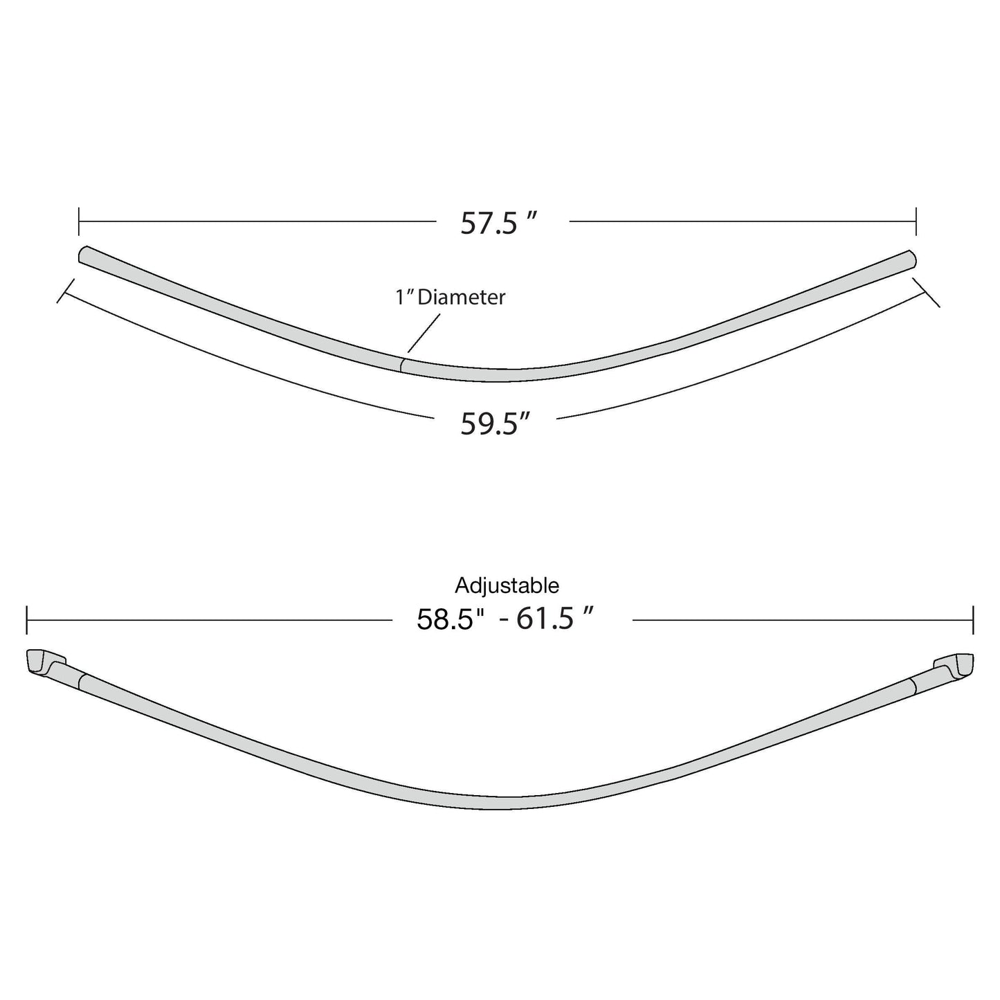 60-Inch Stainless Steel Curved Shower Curtain Rod, 5 Foot Mounted Non-Telescoping Rust Proof (Chrome Plated)