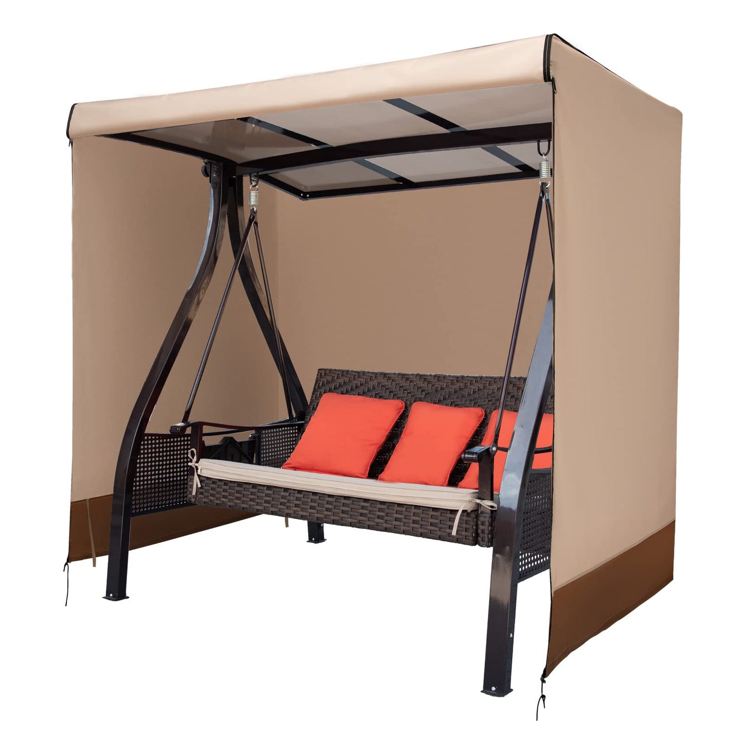 CHENGWEI Outdoor Swing Cover 3 Triple Seater Waterproof Patio Porch Swing Covers Replacement for Winter,3 Seater Garden Furniture Swing Chair Protector Cover(87"*60"*72")