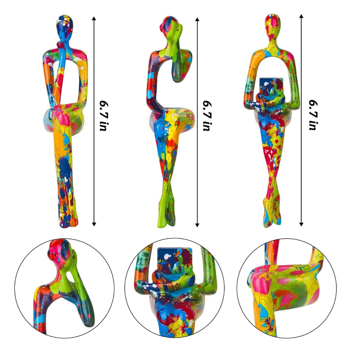 Ecacon 3Pcs Abstract Graffiti Art Thinker Statue, Reading Women Sculptures