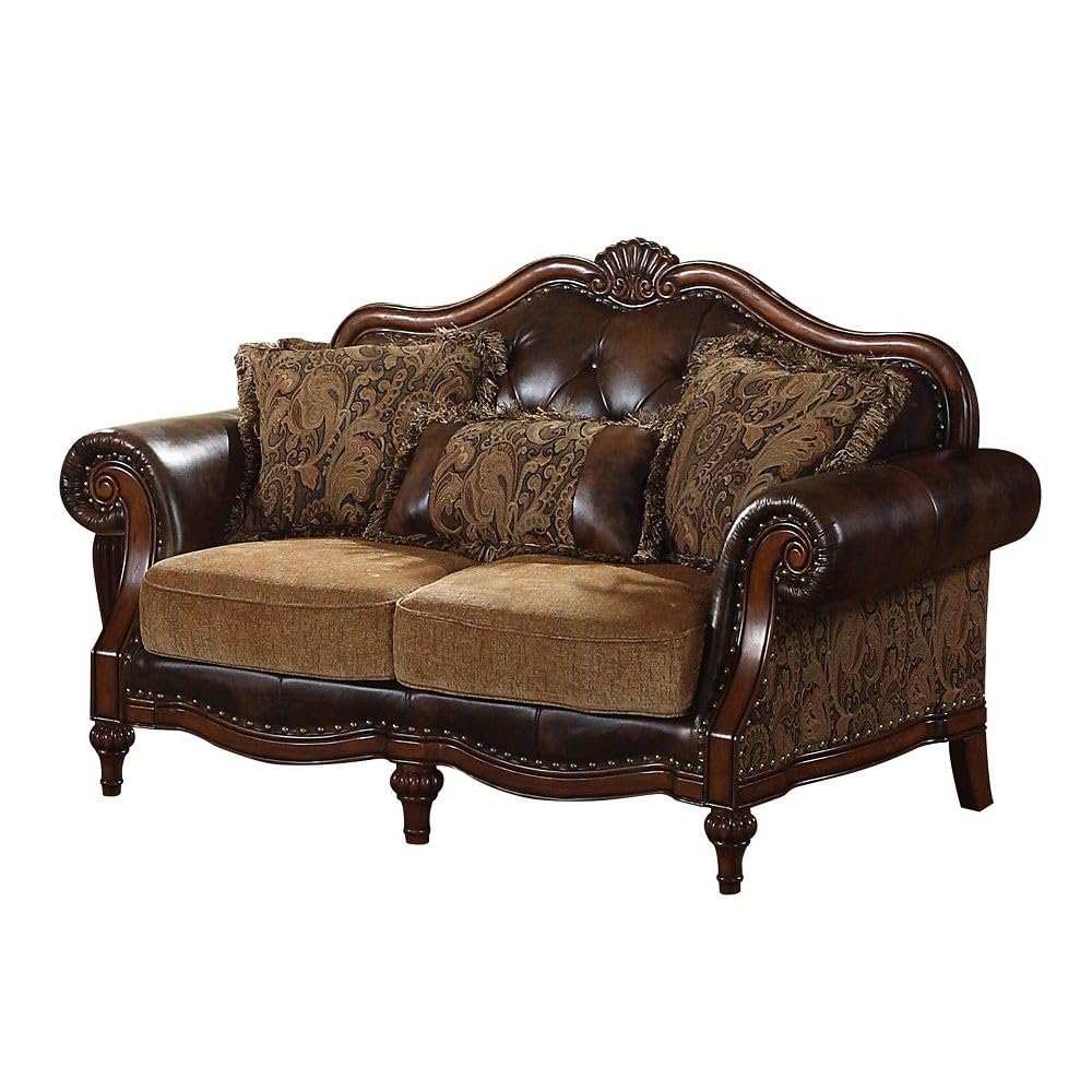Brand 4-Piece Formal Living Room Set: Luxury Sofa, Loveseat, Single Chair and Coffee Table - Brown and Chenille
