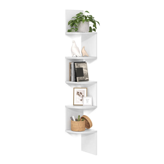 VASAGLE Corner Shelf Wall Mount, 5-Tier Floating Corner Bookshelf
