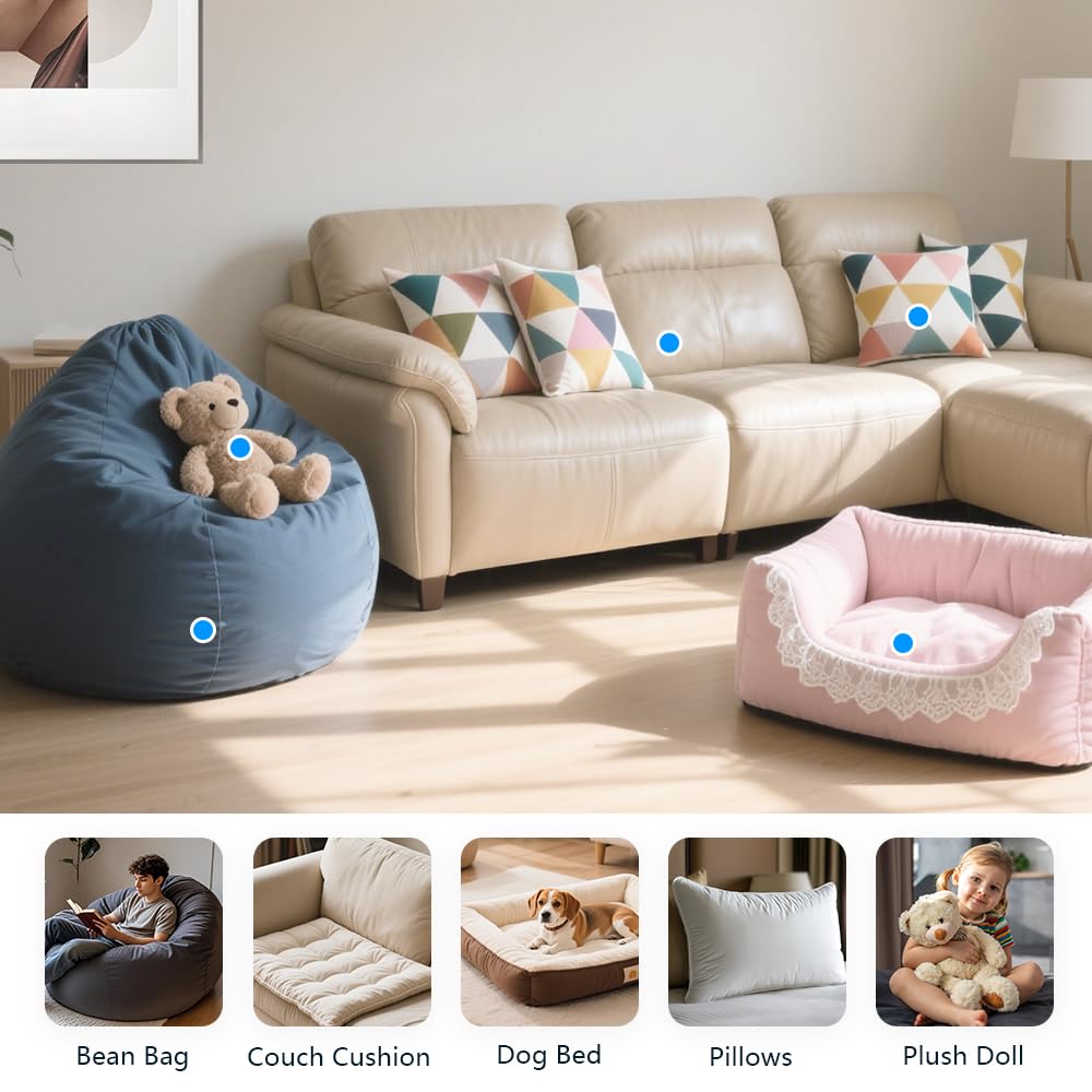 Hem Dgpy Bean Bag Filler 10lbs, Shredded Memory Foam Filling for Bean Bag Chair Refill, Stuffing for Pillow, Punching Bag, Dog Bed, Cushions, Couch (Blue & White)