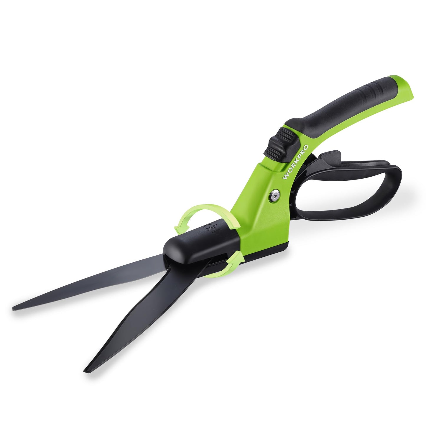 WORKPRO Grass Shears Handheld, Ultra-Sharp Grass Clippers with 360 Degree Swivel Blades, Manual Grass Cutter with TPR Coated Handle, 15 Inch Garden Shears, Gardening Scissors for Precise Lawn Trimming