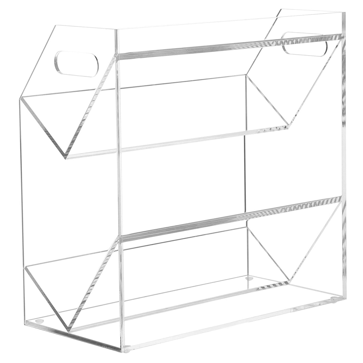 MyGift Clear Acrylic Cassette Tape Holder, 2 Tier Retro Audio Tape Deck Storage Display Case with Cutout Handles