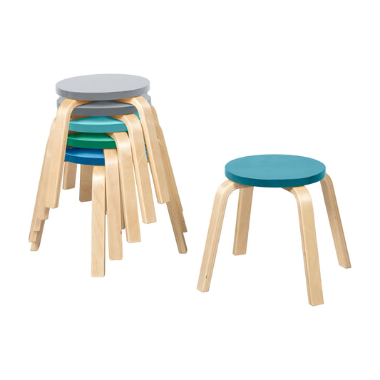 Back2School Express Bentwood Stackable Stool Seating Set, Kids Furniture, Contemporary, 6-Piece