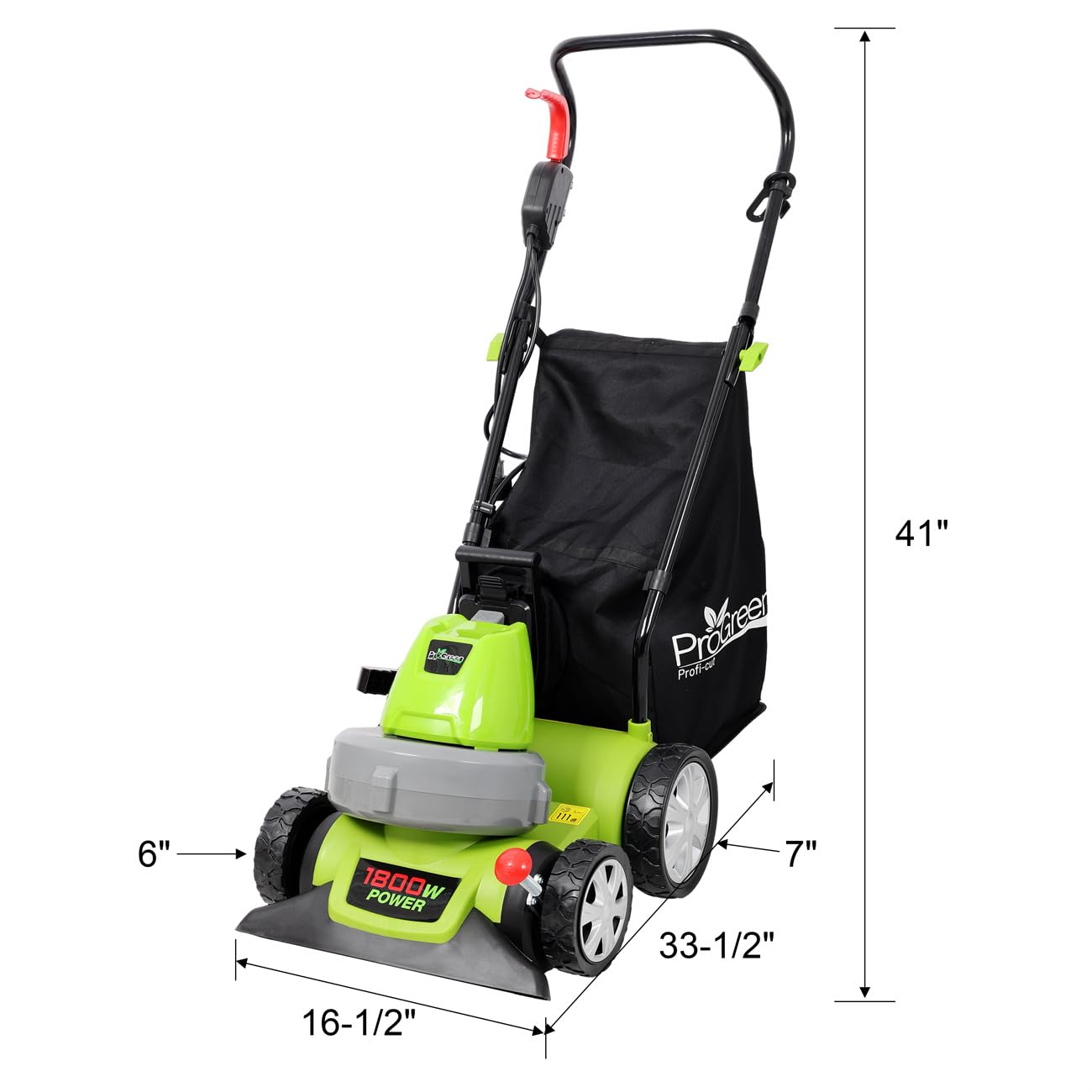 1600W 3-in-1 Leaf Vacuum Blower Mulcher, Multipurpose Garden Debris Cleaner with 12 Gallon Collection Bag, Adjustable Nozzle Wheeled Outdoor Cleaner for Lawn Walkway Yard Maintenance