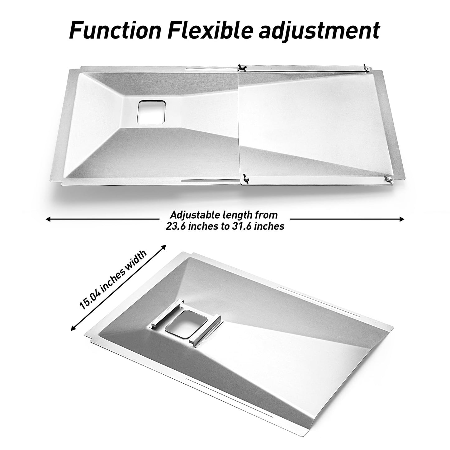 Adjustable Grease Tray with Catch Pan for Nexgrill, Charbroil, Dynaglo, Kenmore & Expert Grill – Fits 3/4/5-Burner Gas Grills, Heavy-Duty Aluminum Drip Pan with Catch Design