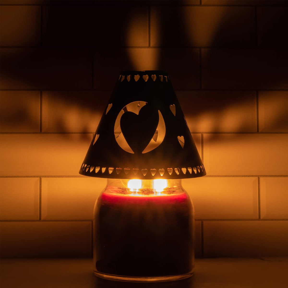 A Cheerful Giver Metal Candle Shade - Black Heart Decorative Tin Candle Shade Fits Most Cheerful Giver 16 oz. & Larger Jar Candles - Lovely Candle Accessories