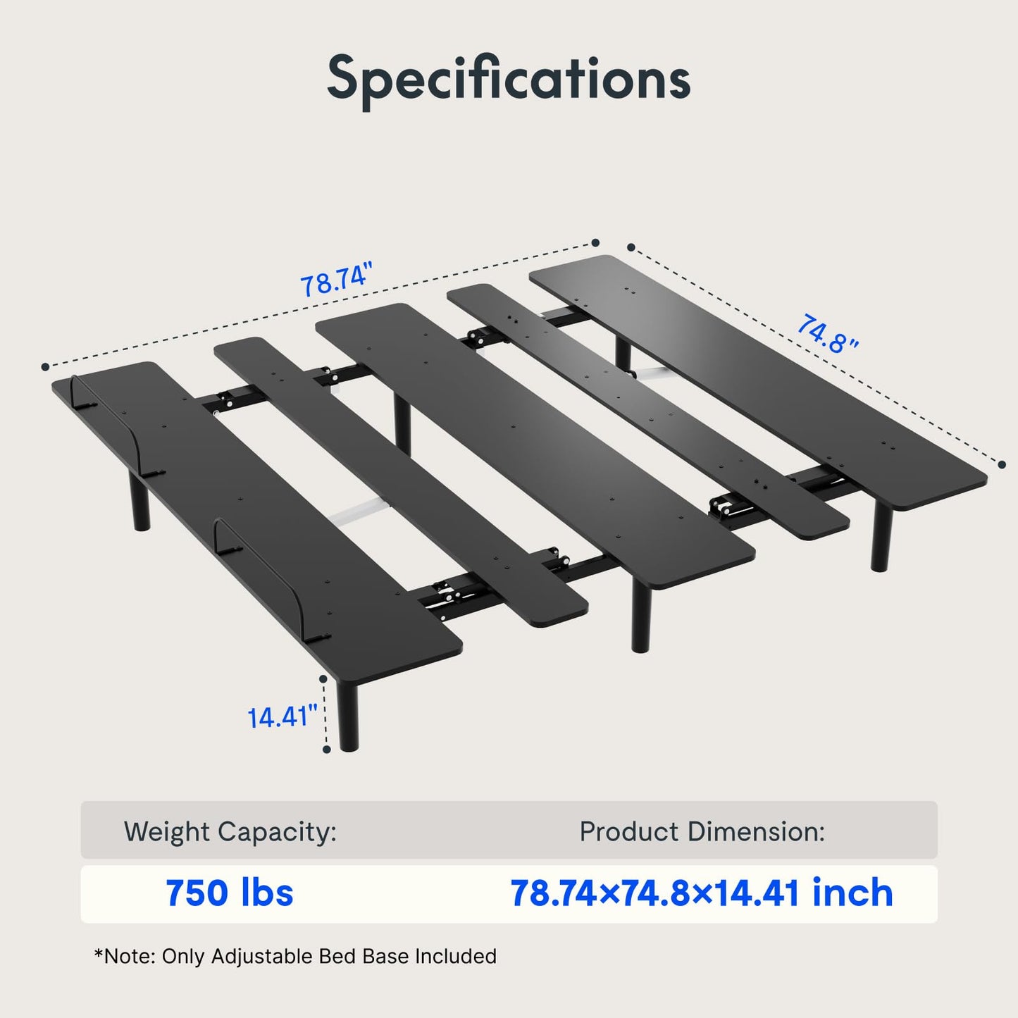 FLEXISPOT S3K-Lite King Size Adjustable Bed Frame Base, Zero Clearance, Independent Head & Foot Incline, Zero Gravity, Wireless Remote, 12’’ Legs, Easy Assemble, 5-Year Warranty, 750 lbs.