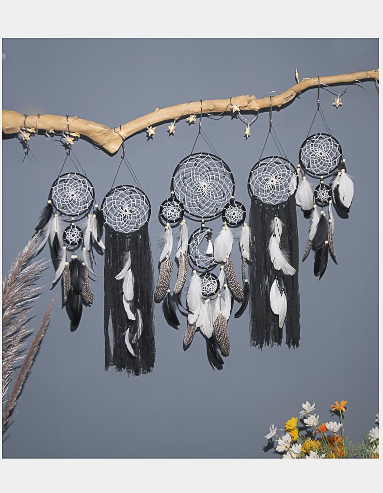 5 Pack Bohemian Ornaments,Dreamcatcher Gift Boho Native American Decor, Handmade Dreamcatcher for Girls, Boys, Adults, Kids Room,Witchy Gifts (Camel)