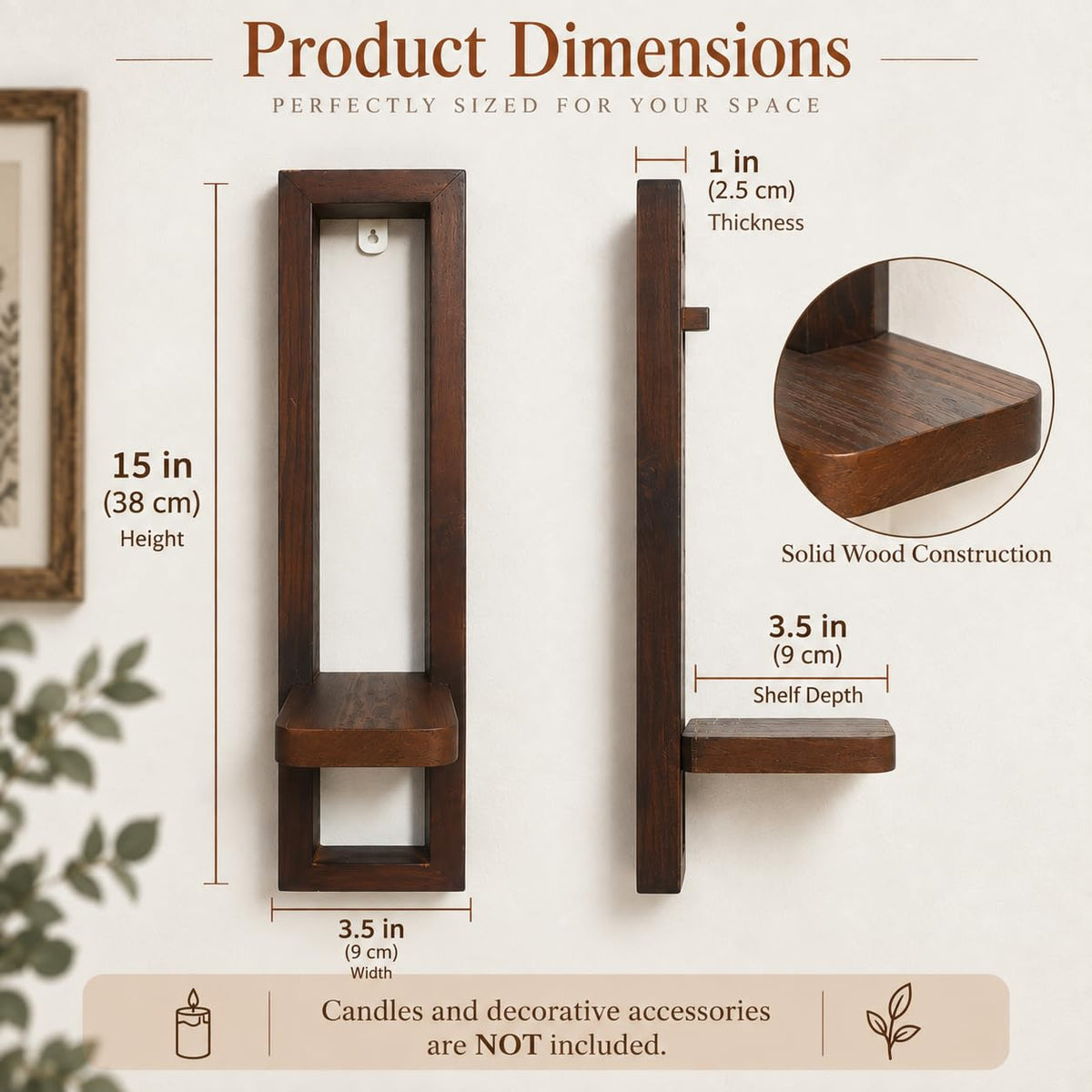 Charred Wood Wall Candle Sconces Set of Two, Rustic Wall Decor
