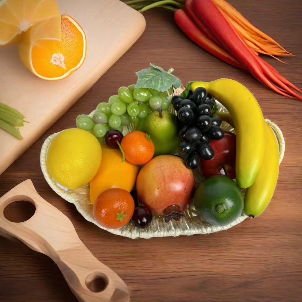 17pcs Artificial Mixture Fruits,Simulation Fruit Props for Photography Display, Lifelike Realistic Fake Fruits Home Decor Craft Fruit Set Fake Grapes Fake Banana