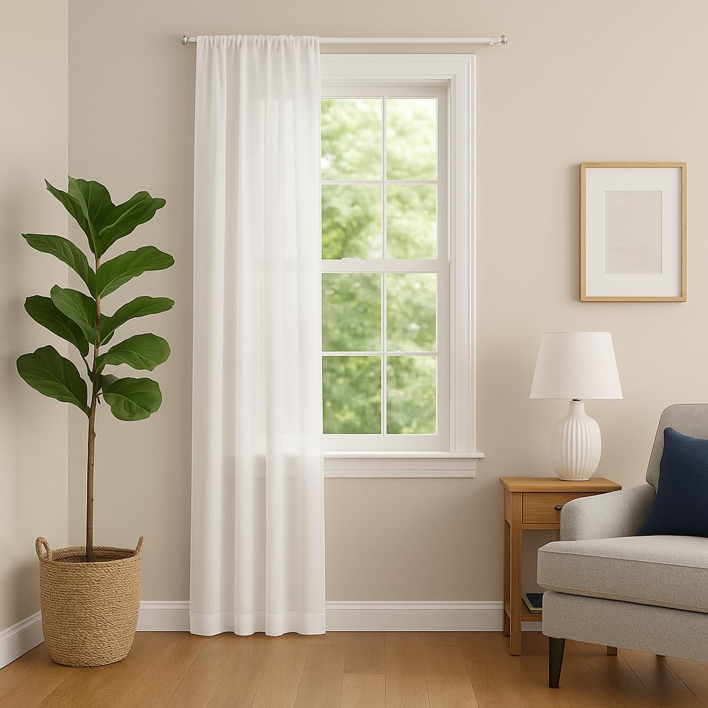 Swivel End Sash Curtain Rods 5/16-Inch 2 Rods per Pack (Adjustable Width, OFF-White w/Nickel Ends) by Castellanos (12-21)