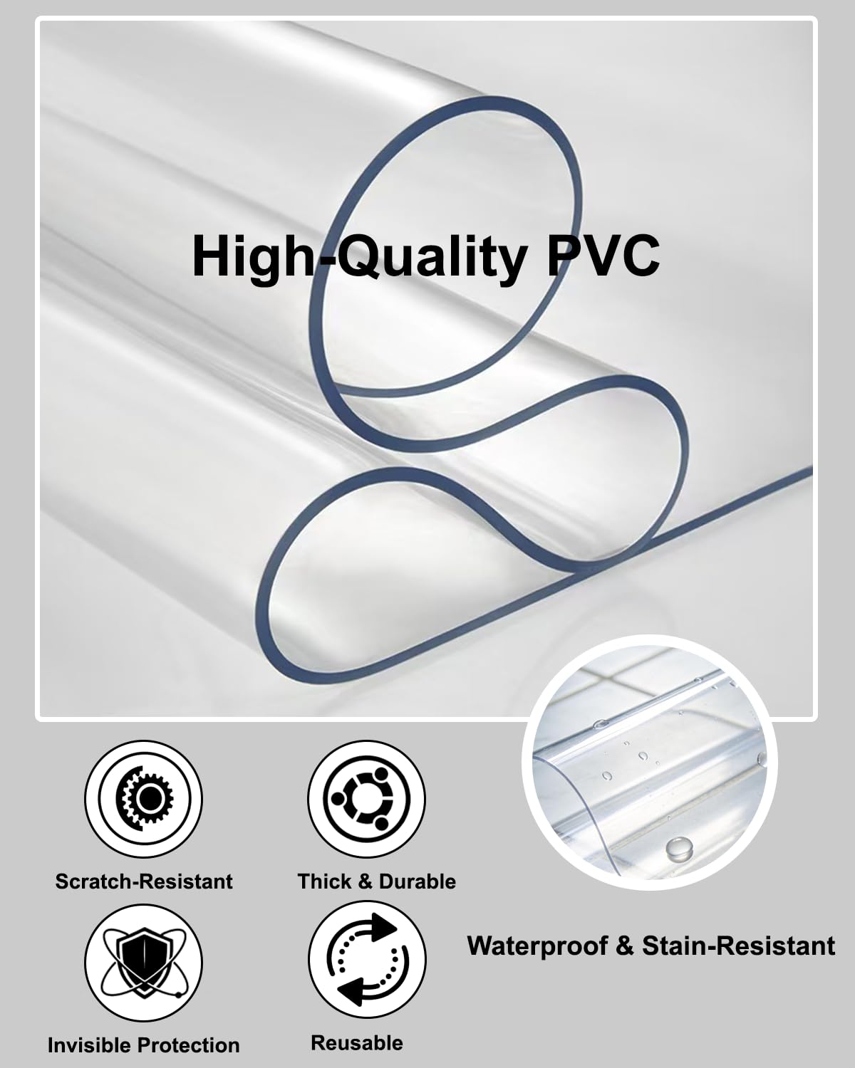【16 Anti-Slip Stickers Included】3'×5' Clear Rug Protector Mat, Waterproof Vinyl Rugs for The Floor, Wipeable Vinyl Floor Mat for Under High Chair , Non Slip Clear Floors Protector for High Traffic