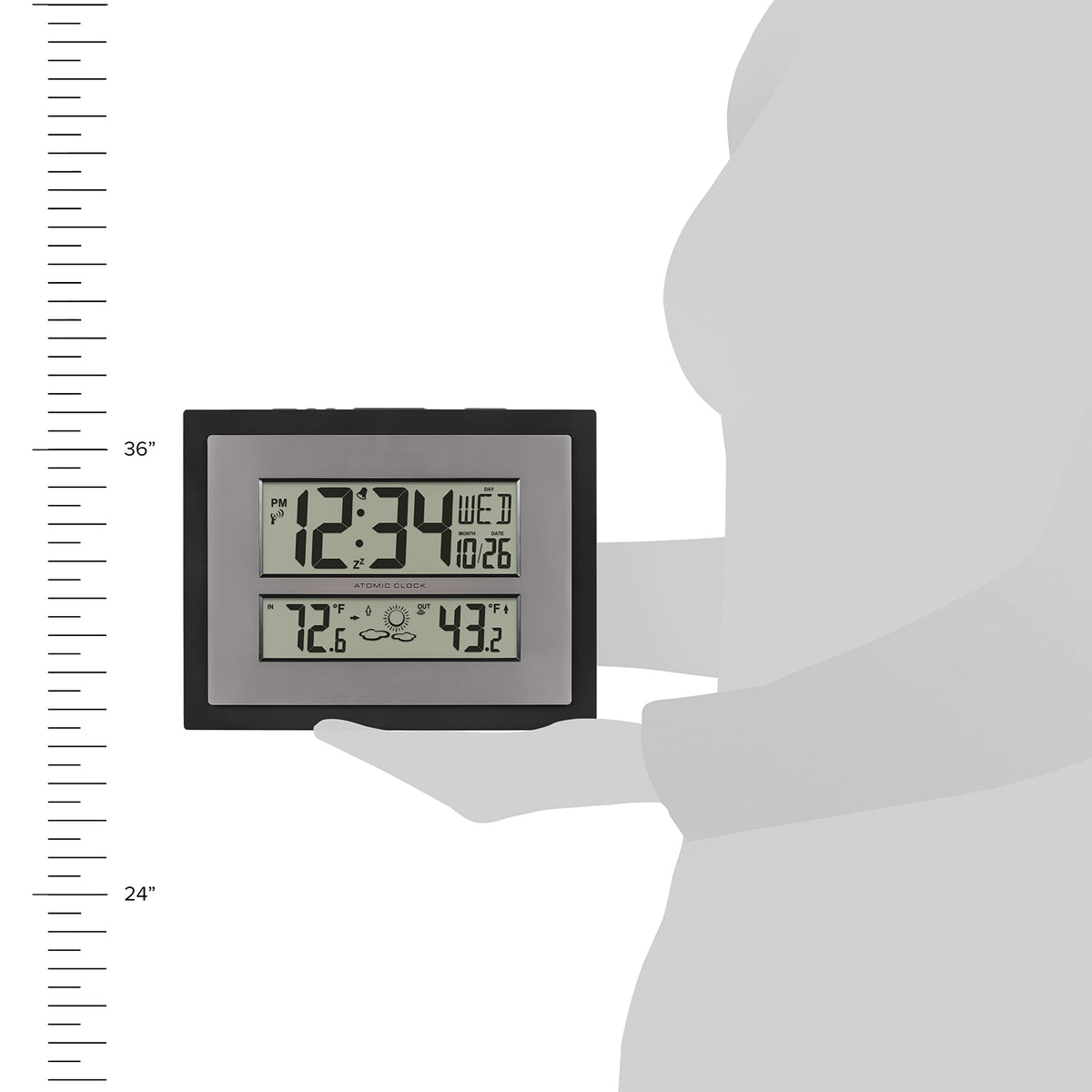 La Crosse Technology 512-65937 Black Atomic Digital Clock with Temperature