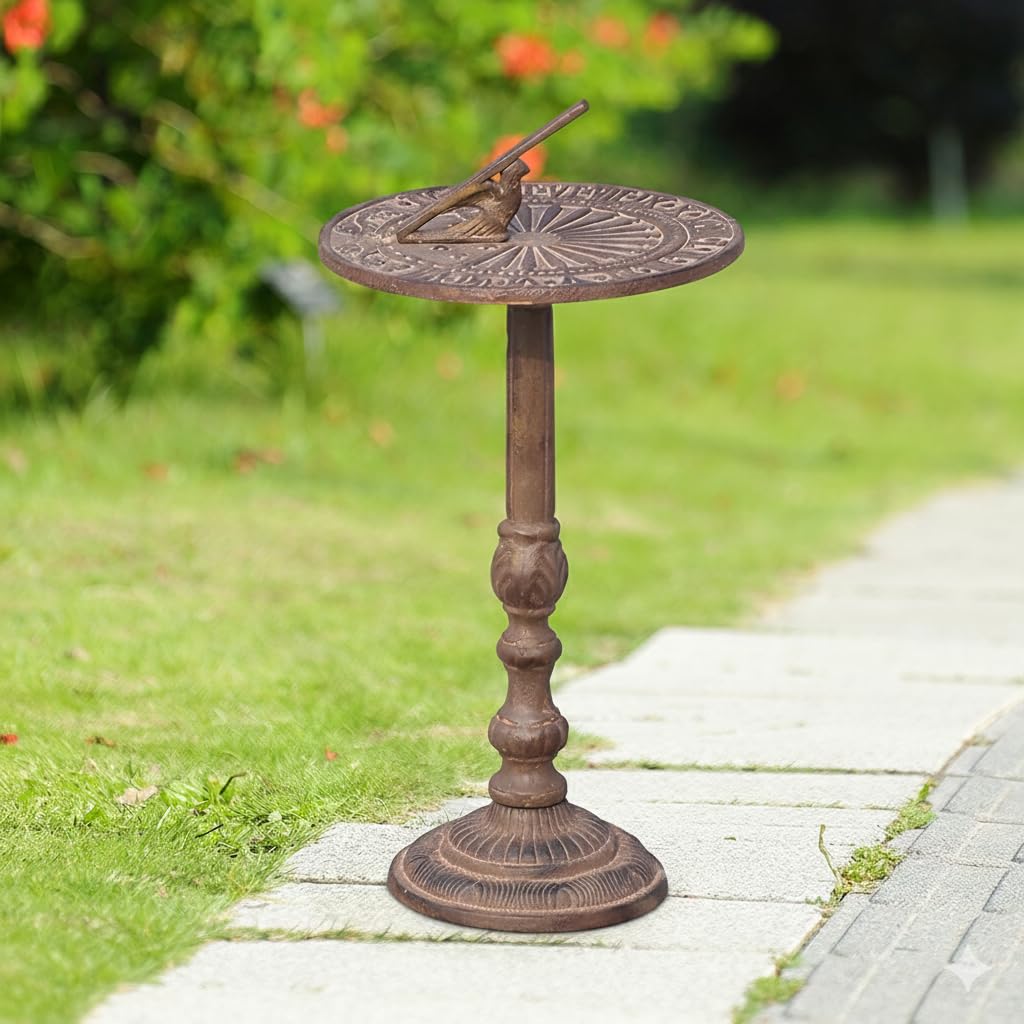 SPI Home Antiqued Cast Iron Sundial 18.5" x 9.5" x 9.5" 8.3 lbs. Cast Iron