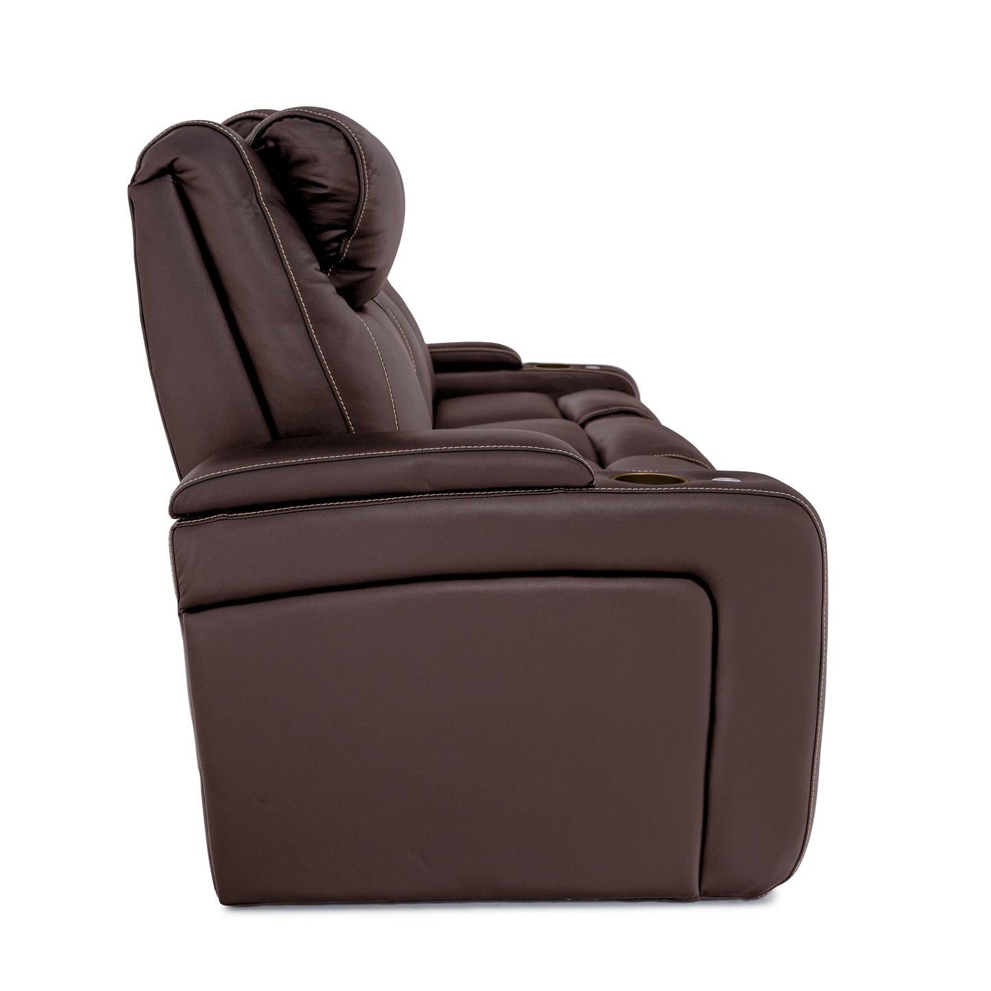 Seatcraft Concerto Home Theater Seating Brown Sofa with Fold Down Table