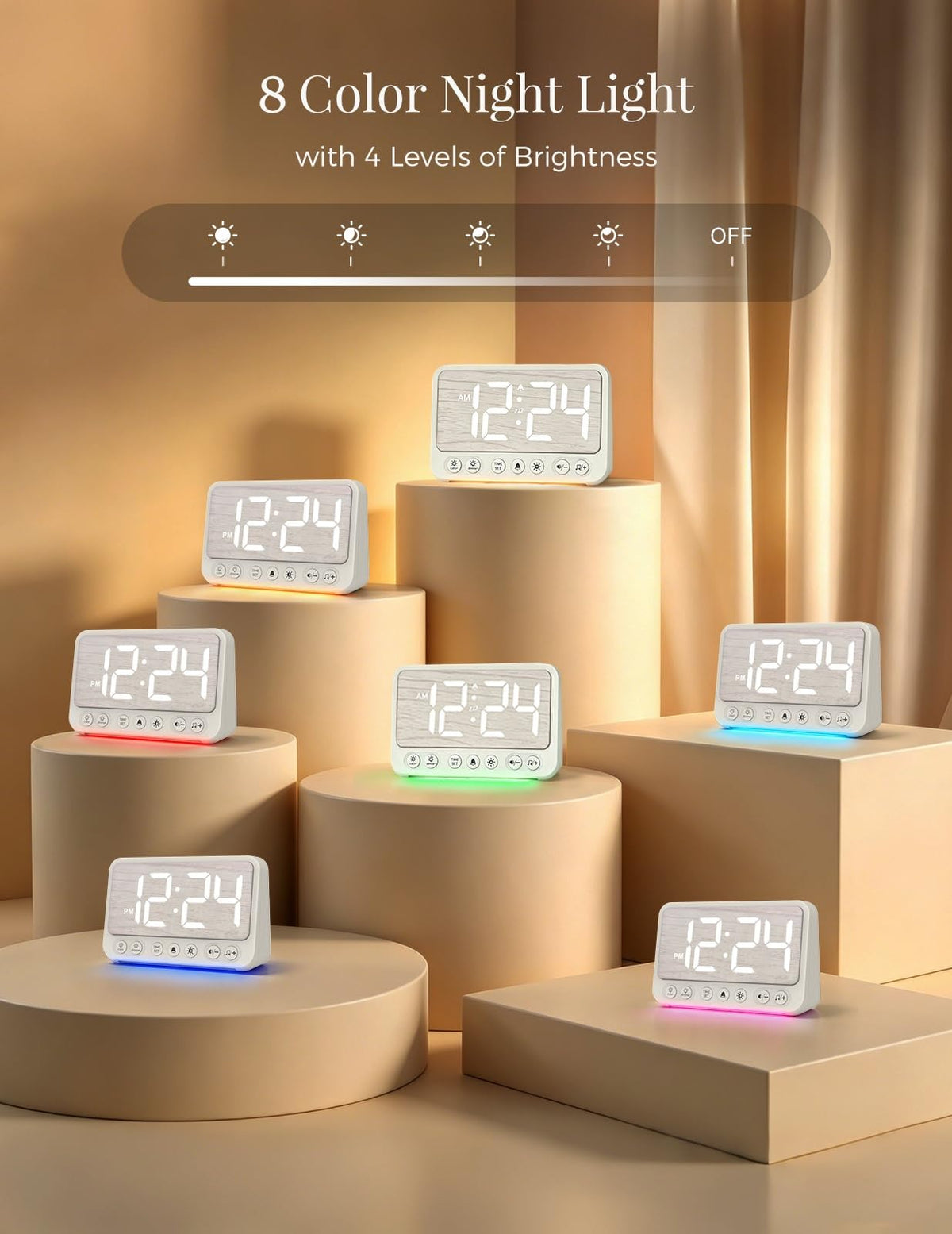 Topski Alarm Clocks for Bedroom, Digital Bedside Clock with Night Light