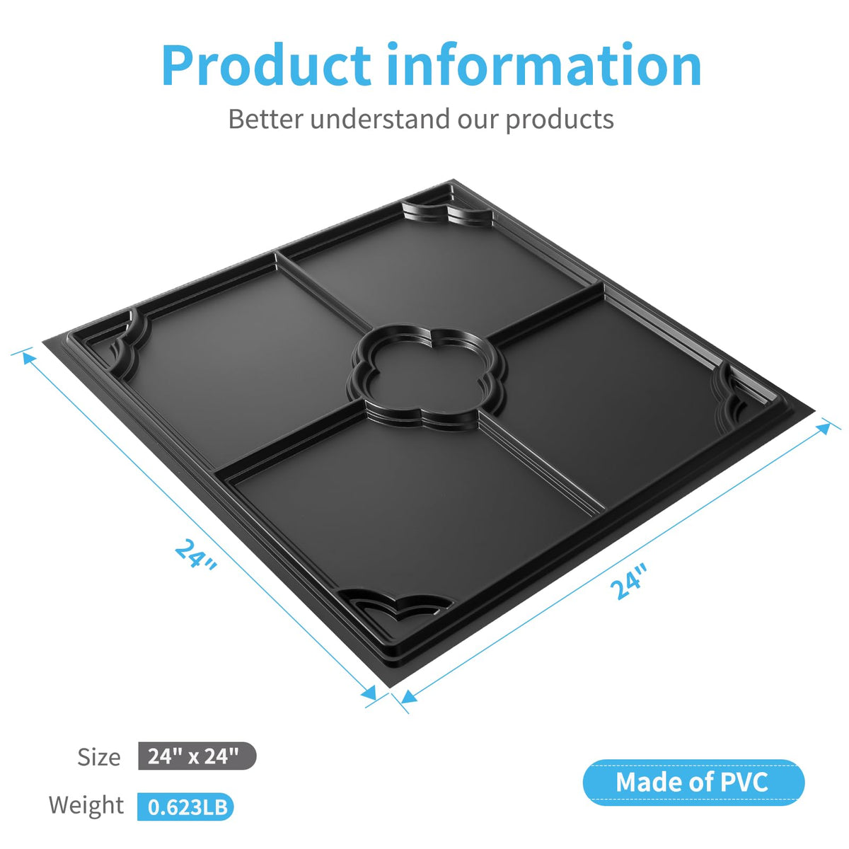 Art3d Drop Ceiling Tiles for Suspended Grid, 2 x 2 ft, 12-Pack, Black