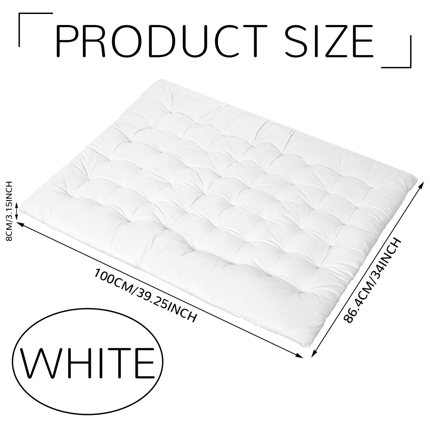 Threehoney College Dorm Headboard Twin XL Velvet Ultra Thick Cushion Tufted Headboard with Wall Hooks for College Dorm Room Bed Decor, 39.25" x 34" x 3.15"(White)