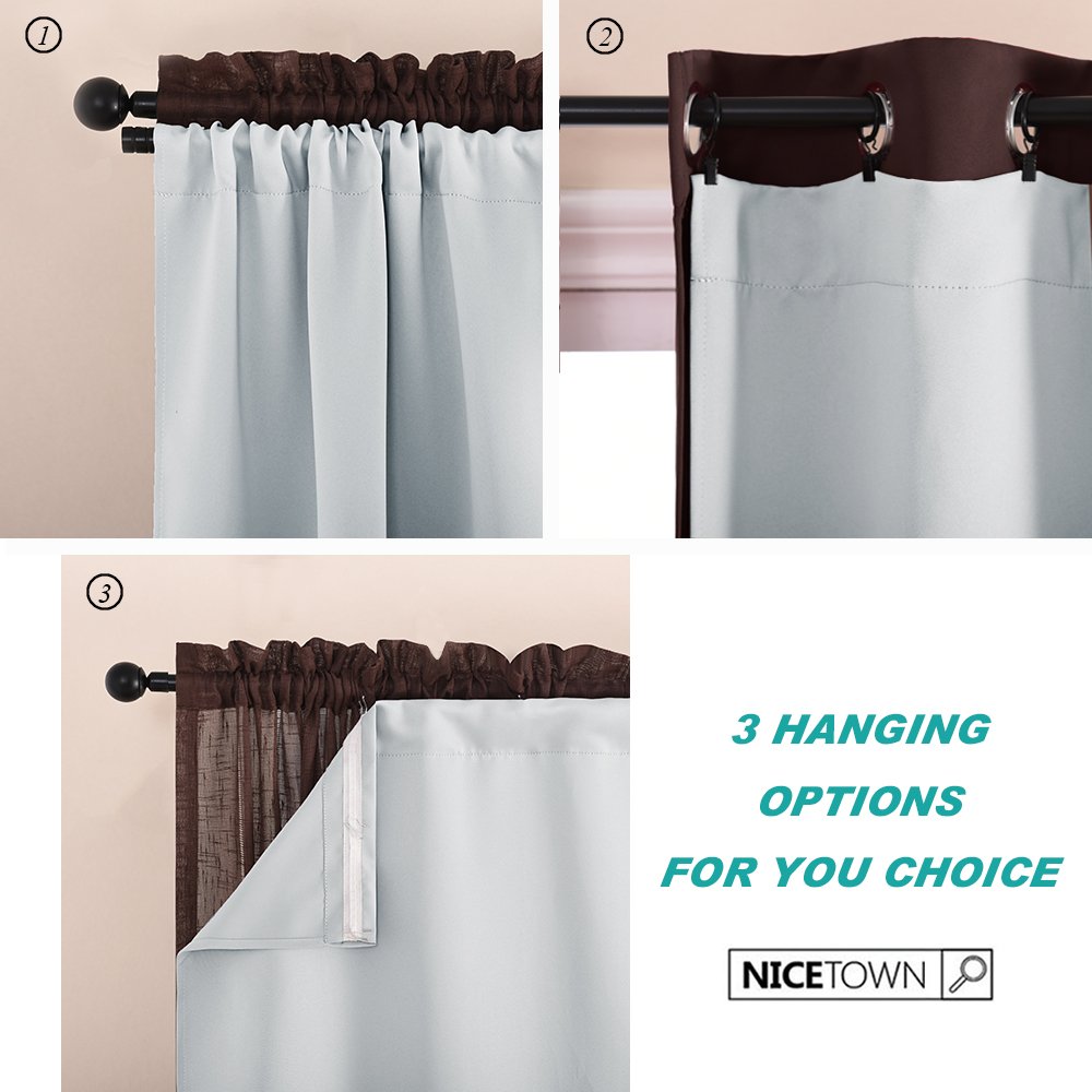 NICETOWN White Blackout Curtain Liners for Window - Noise Reducing Light Blocking Liner for 84 inch Curtains (Set of 2, Each is 27" x 80", Hooks Included, Greyish White)