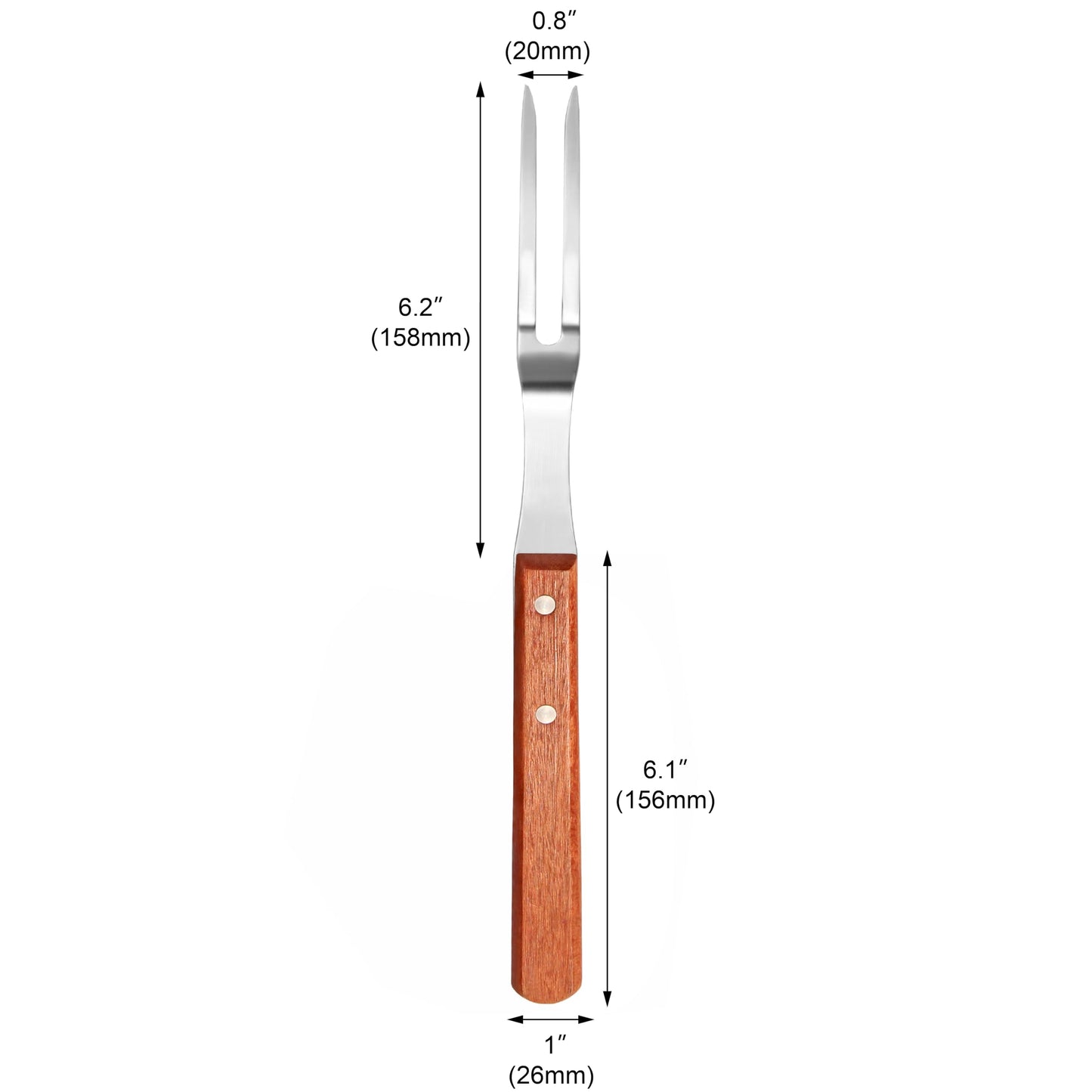 New Star Foodservice Commercial Grade BBQ Fork with Wood Handle, Stainless Steel, 13-Inch